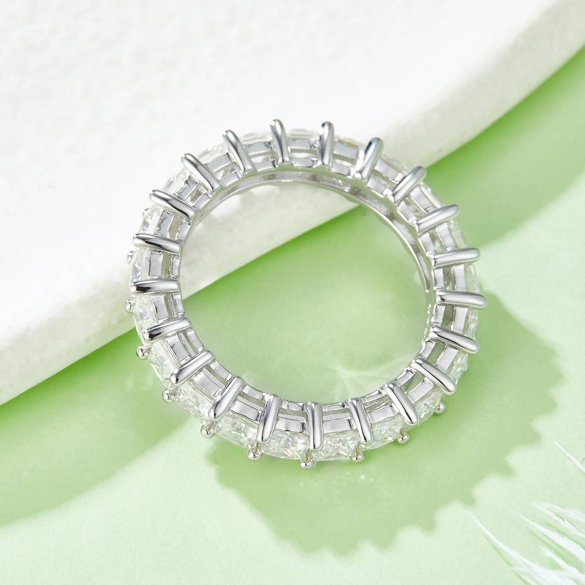 Zhengfang Full Body Ring S925 Silver Plated Platinum Moissanite Women's Ring 6.6 Carat D-Class